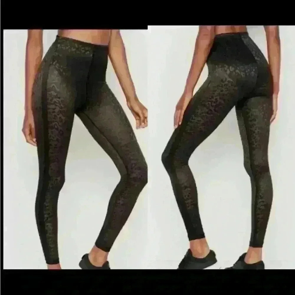 Victoria Secret High Rise performance leopard print mesh leggings 7/8 length NWT